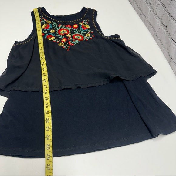 Double D Ranch Wear Embroidered Chiffon Flower Top Blouse Sz S - Picture 3 of 8